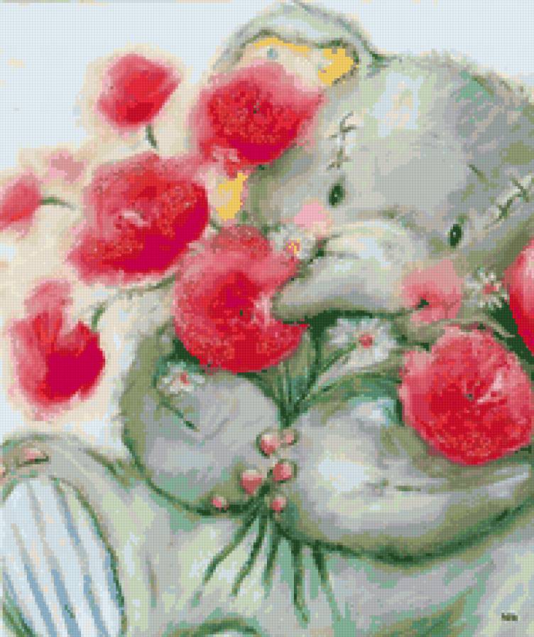 слонёнок - мир красок, слоны, слоненок, слоники, животные, маки, слон - предпросмотр