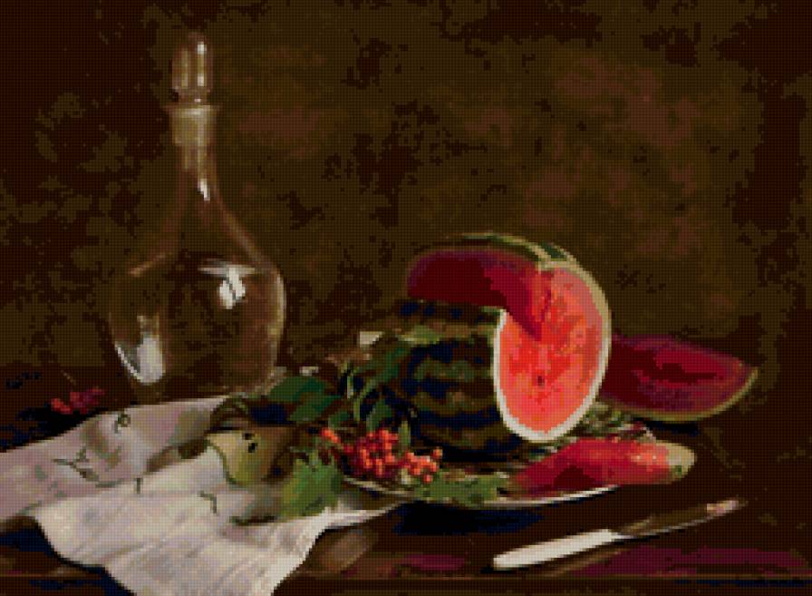 натюрморт - арбуз, графин, натюрморт - предпросмотр