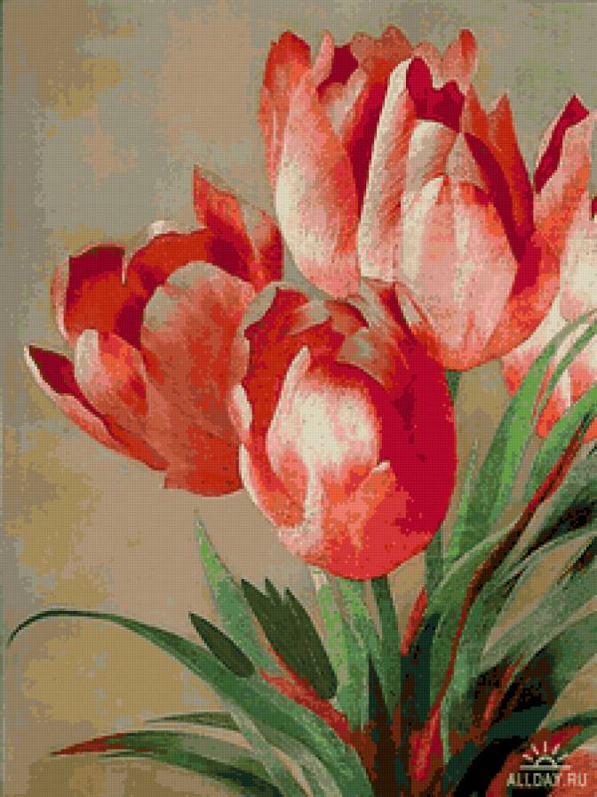тюльпаны - цветы, тюльпаны, букет, живопись - предпросмотр