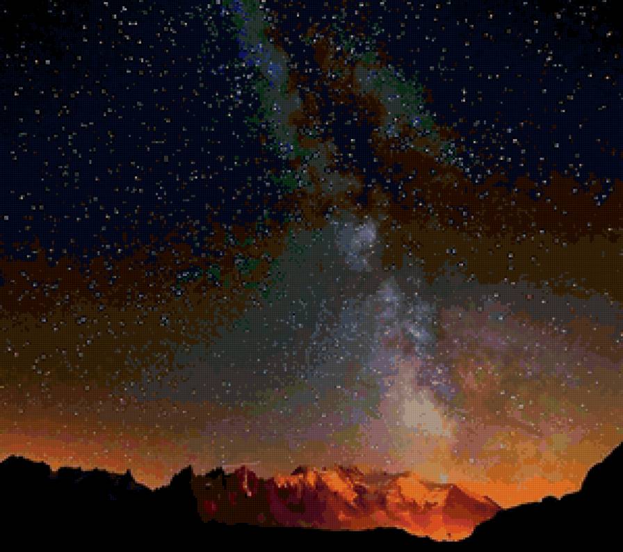 Млечный путь над альпами - ночь, небо, звезды, горы - предпросмотр