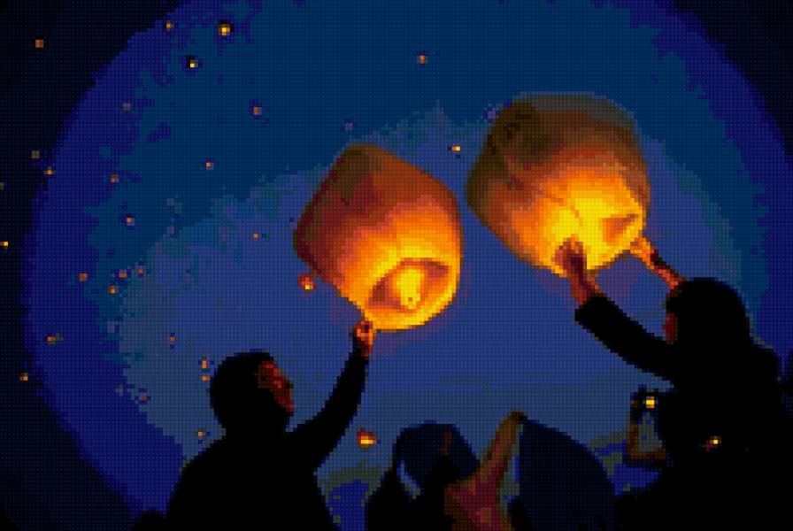 Небесные фонарики - небо, праздник, фонарь, радость - предпросмотр