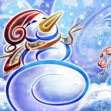 Схема вышивки «Снеговики, новогодняя картинка»