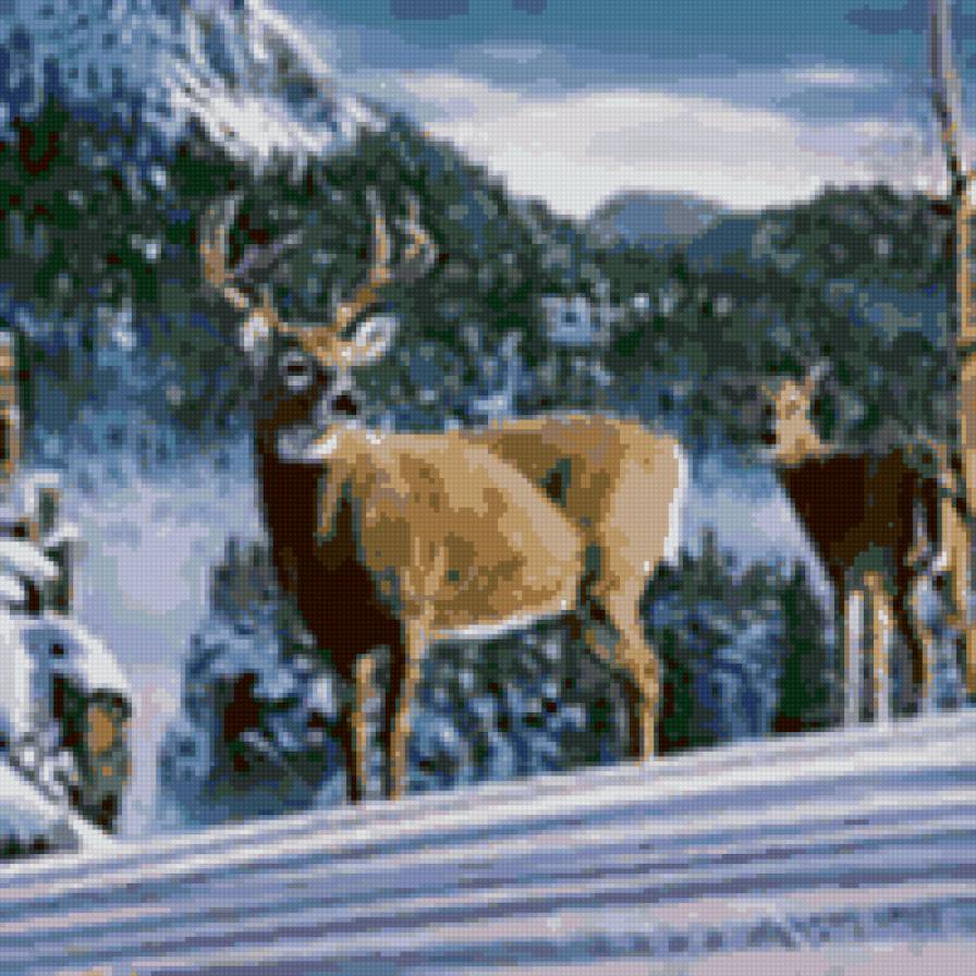 Олени - природа, пейзаж, животные - предпросмотр