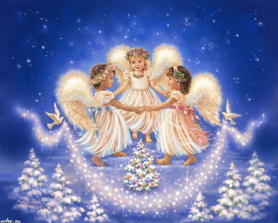 Ангелочки - рождество, зима, ангелочки, дети - оригинал