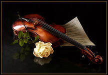 скрипка - скрипка, музыка, картина, розы - оригинал