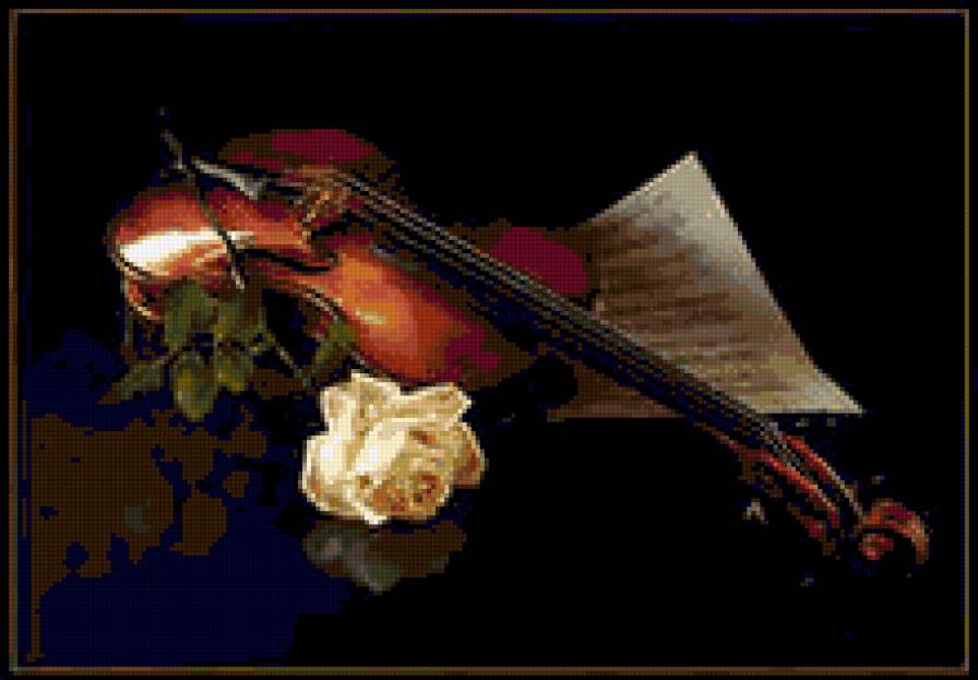 скрипка - розы, картина, музыка, скрипка - предпросмотр