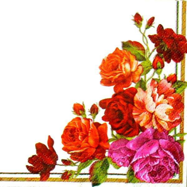 Цветы - уголок, розы, скатерть - оригинал