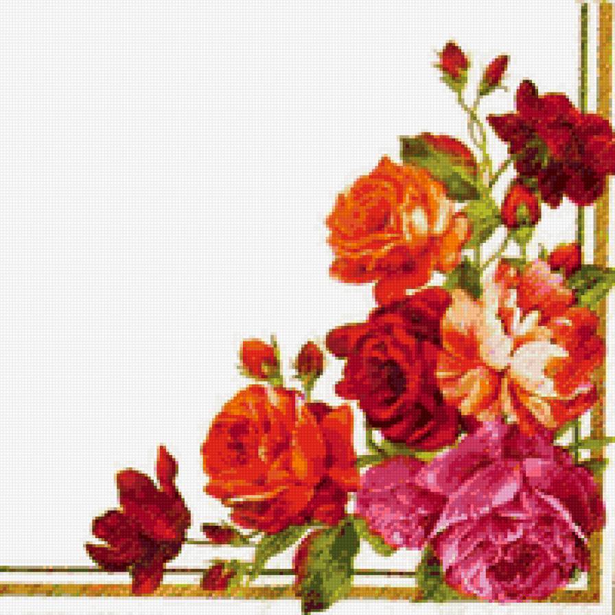 Цветы - уголок, скатерть, розы - предпросмотр