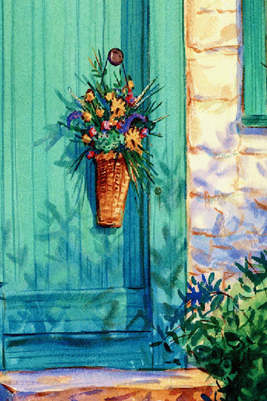Прощание с летом - солнце, лето, природа, живопись, букет, дверь, цветы - оригинал