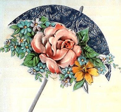 Ретро зонтик - ретро, флора, винтаж, цветы, незабудки, розы, красота, зонтик - оригинал