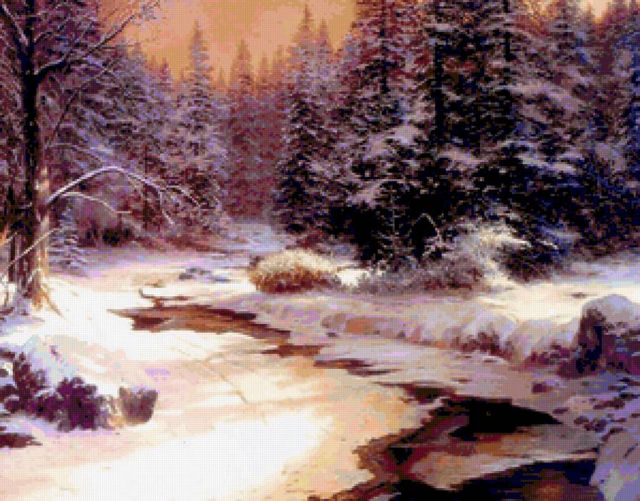 Зимний пейзаж - картина, пейзаж, зима - предпросмотр