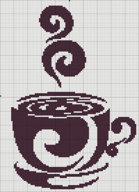 Готовая схема "Чашка кофе" - панно, посуда, напиток, кофе, для кухни, вкус, чашчка - оригинал