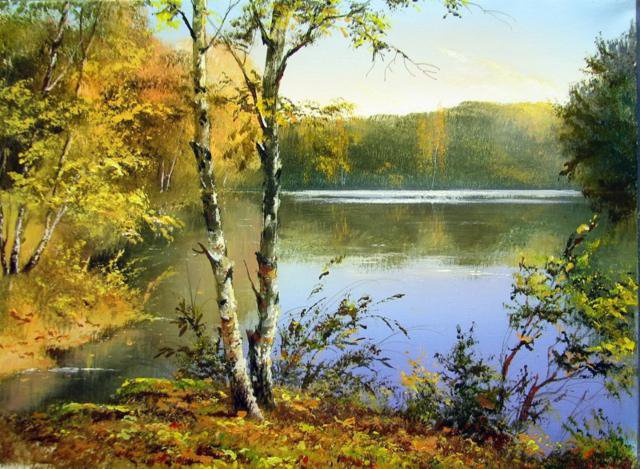 Осень - лес, пейзаж, река, природа - оригинал