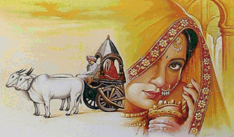 восток - девушки, индия, картина, индианка, женщины, женский образ, портрет - предпросмотр