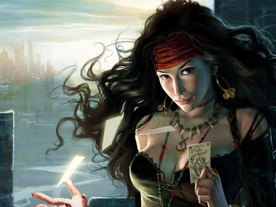 Гадалка - гадалка, карты, гадание, девушка, цыганка - оригинал