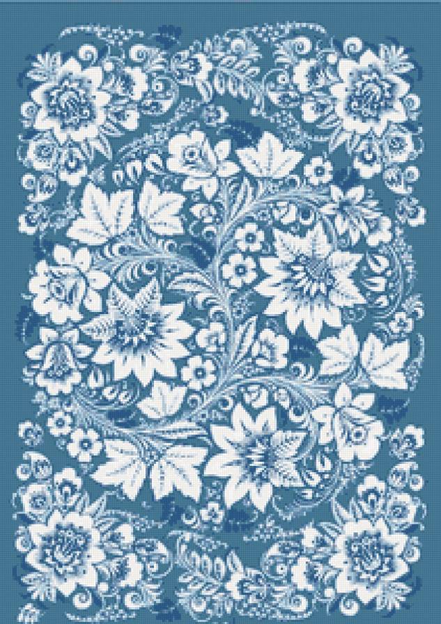 Гжель - гжель, цветы, цветы на синем - предпросмотр