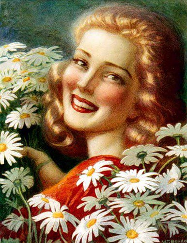 Девушка с ромашками - ромашки, девушка, цветы - оригинал