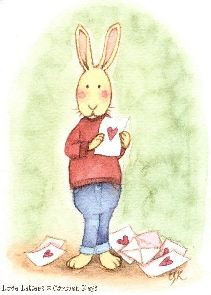 Кармен Кейс - рисунок, заяц, иллюстрация, детский рисунок, сердечко, сказка - оригинал