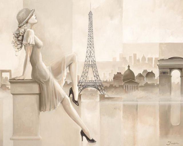 Париж 2 - париж, девушка, эйфелева башня, черно-белый - оригинал