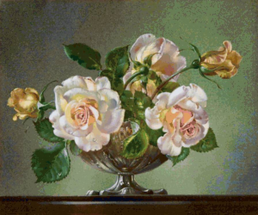 Розы - картина, ваза, натюрморт, букет - предпросмотр