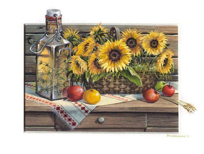 Натюрморт с подсолнухами - для кухни - оригинал