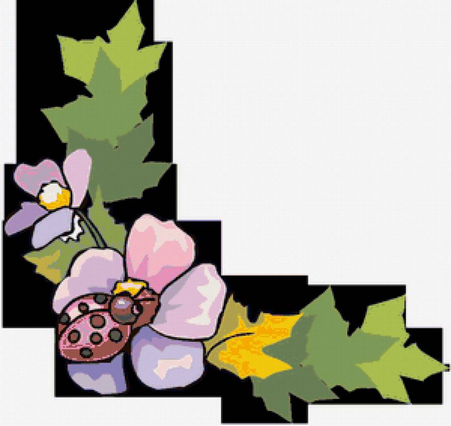 уголок - уголок, божья коровка, листья, салфетки, цветы, скатерть - предпросмотр