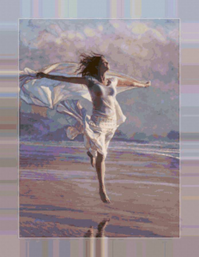 полет - пейзаж, девушка - предпросмотр