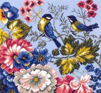Подушка "Синички" - синичка, пушистые птички, цветы, птичка, синички, подушка - оригинал