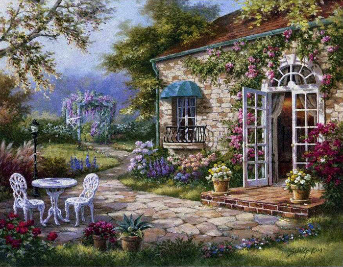 Усадьба - красота, пейзаж, природа, цветы, усадьба - оригинал