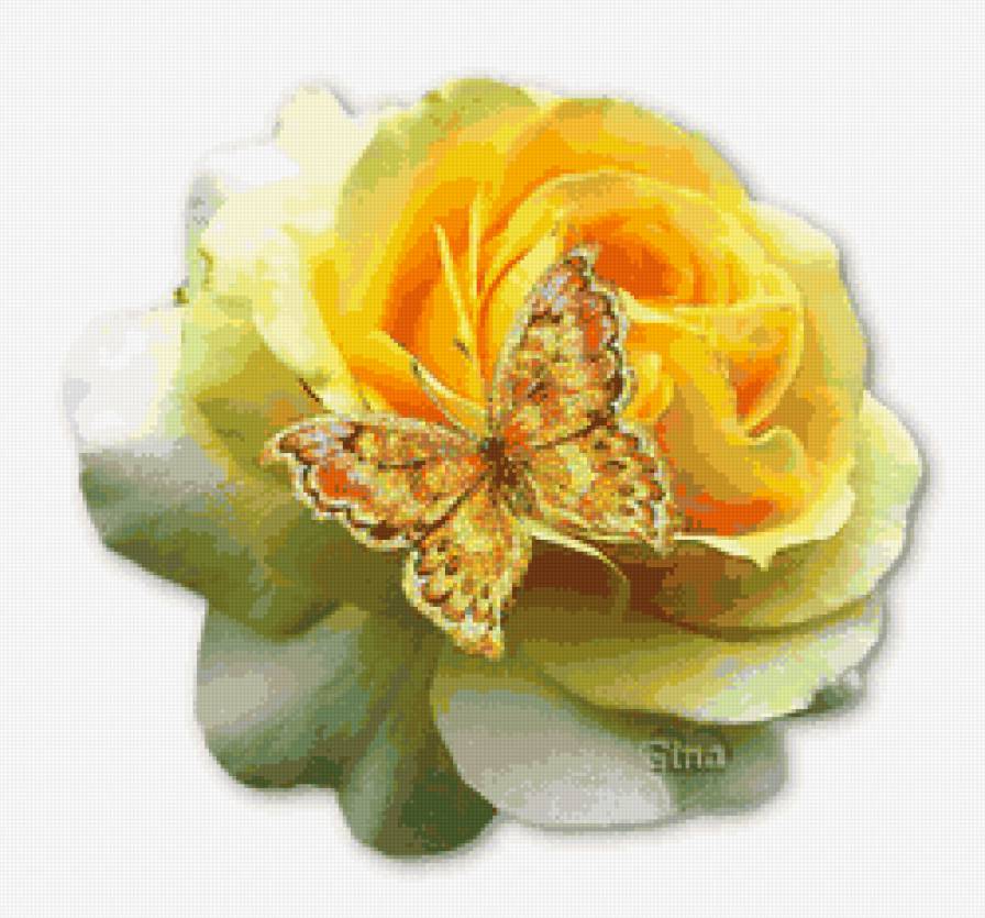 Подушка"Цветы" - бабочка, подушка, цветы, живопись - предпросмотр