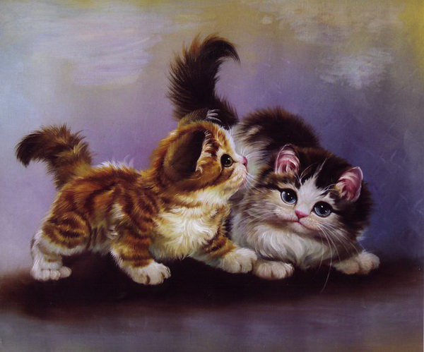 котята - коты, кошки, животные, живопись, котята - оригинал