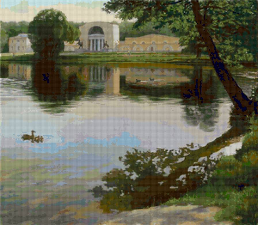 №66779 - парки, природа, пейзаж, живопись, птицы, пруд - предпросмотр