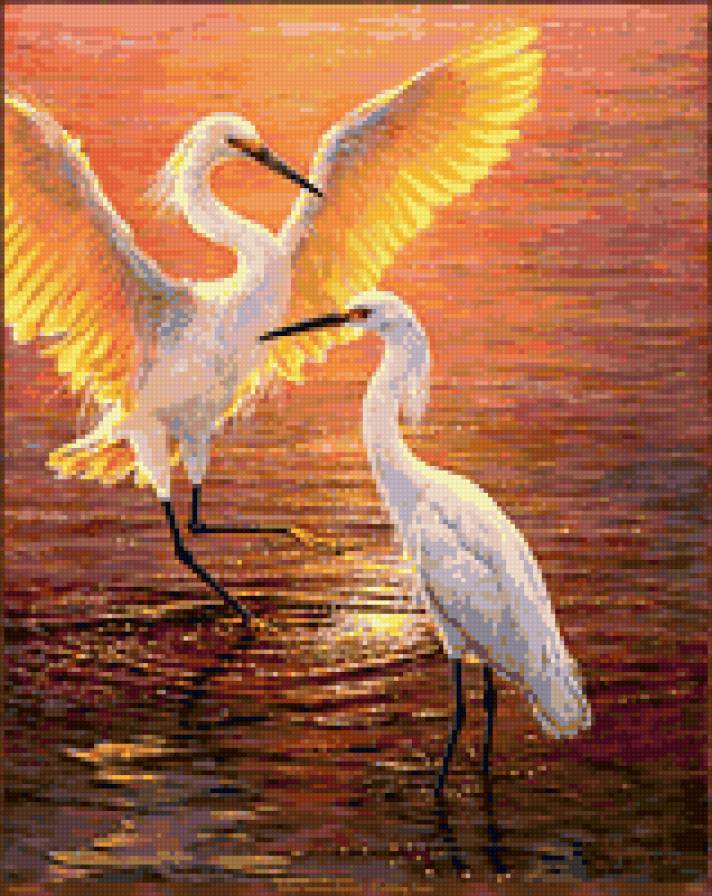 Танец - птицы, живопись - предпросмотр