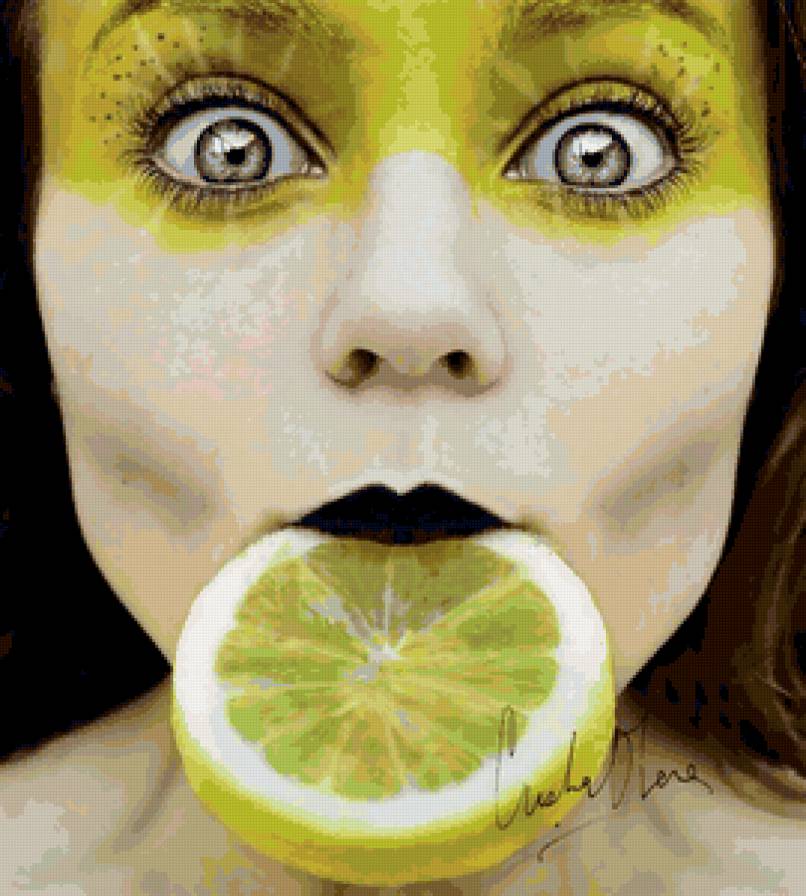 №67512 - картина, фрукты, девушка, желтый, подушка - предпросмотр