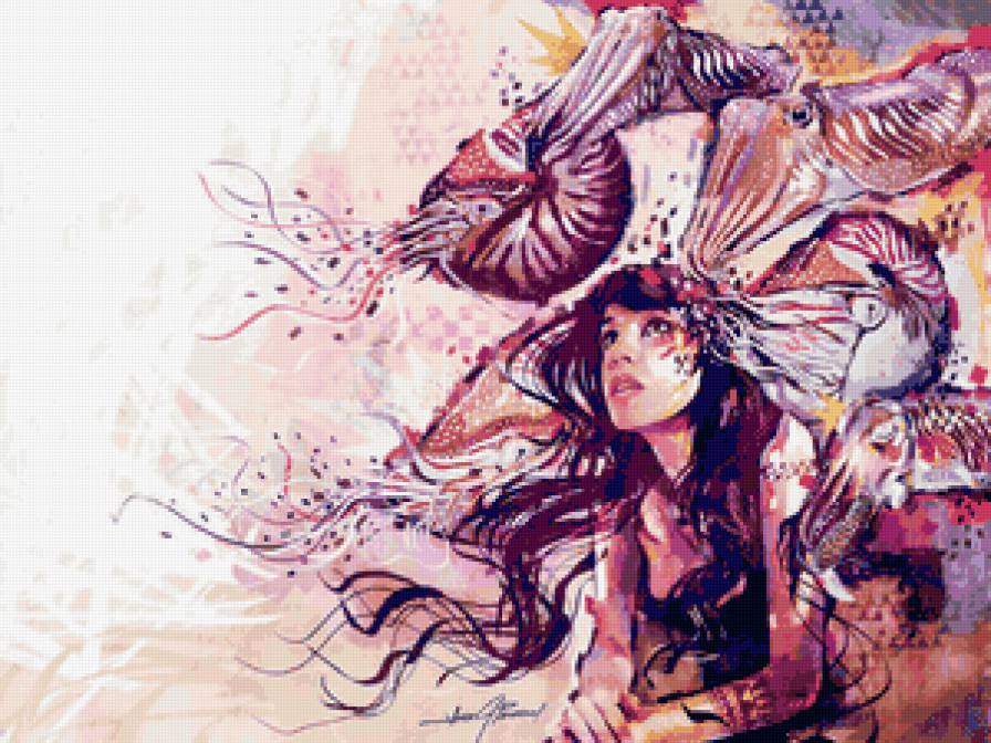 №67544 - подушка, девушка, картина, текстура, абстракция - предпросмотр