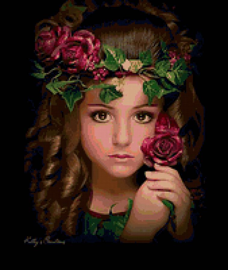 №67673 - цветы, картина, девушка, подушка - предпросмотр