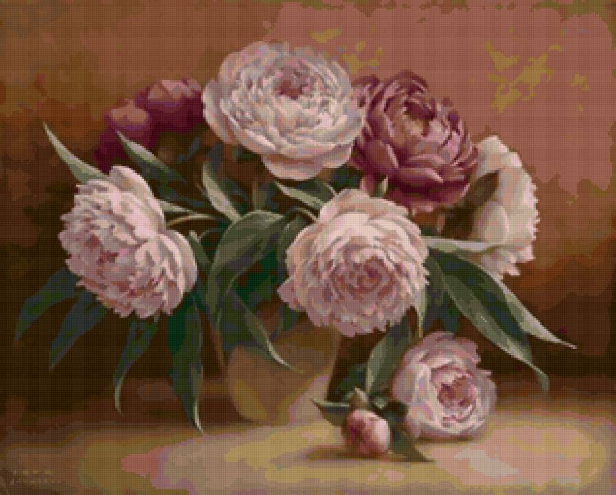 №67677 - картина, подушка, пионы, цветы - предпросмотр