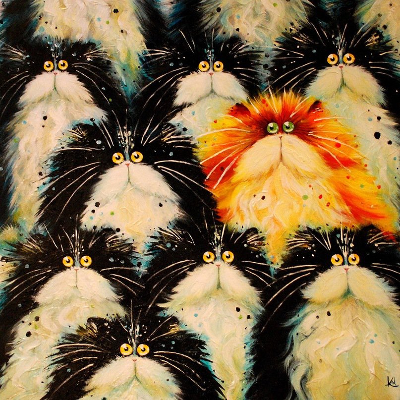 №67729 - подушка, кошки, животные, картина - оригинал