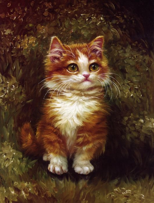 котенок - кошки, живопись, животные, портрет, коты, котенок, котята - оригинал
