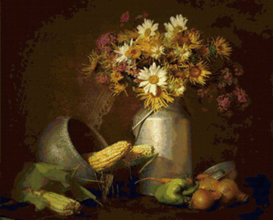 №68970 - овощи, цветы, натюрморт, букет - предпросмотр