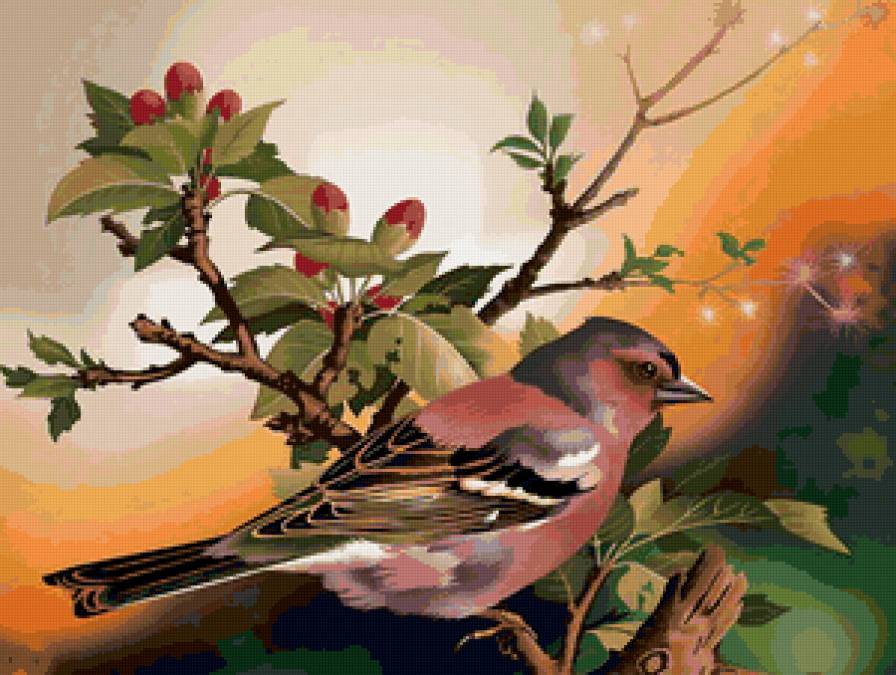 птичка на ветке - птица - предпросмотр