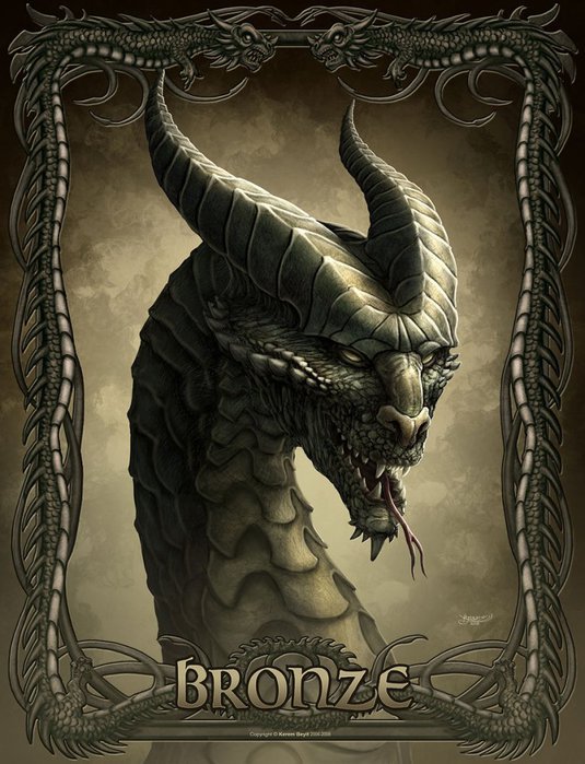 Бронзовый Дракон - картина, миф, живопись, драконы, фэнтези, легенда, животные - оригинал