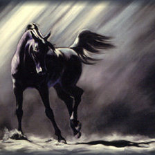 Оригинал схемы вышивки «Черный конь» (№69325)