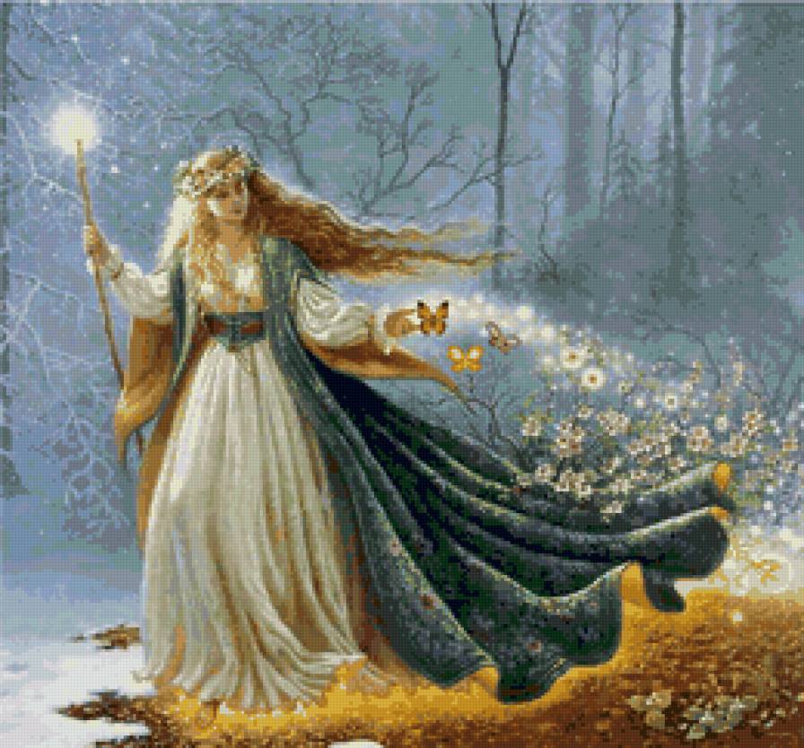 Лесная фея - фея, фэнтези, бабочки, лес - предпросмотр
