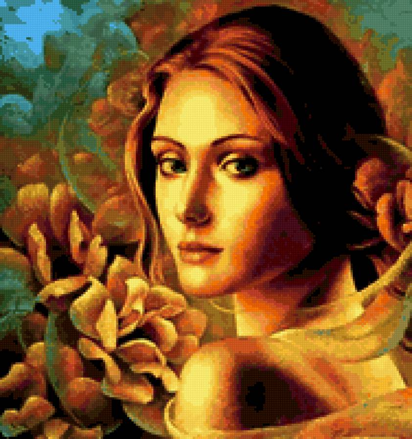 она - девушка, цветы - предпросмотр