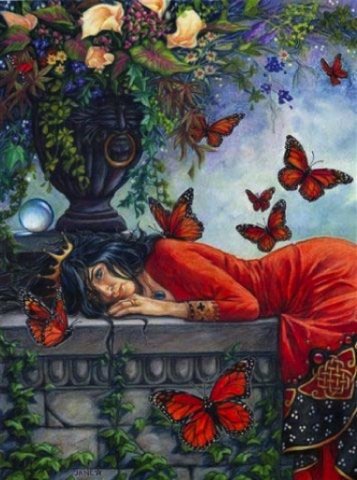 Принцесса и бабочки - природа, принцесса, красота, бабочки, фэнтези, сказка - оригинал