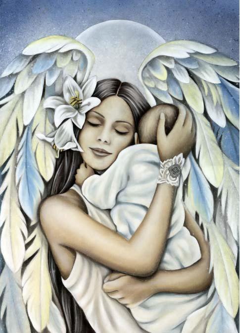 Ангел-хранитель - девушка, нежность, младенец, ангел, мама, семья - оригинал