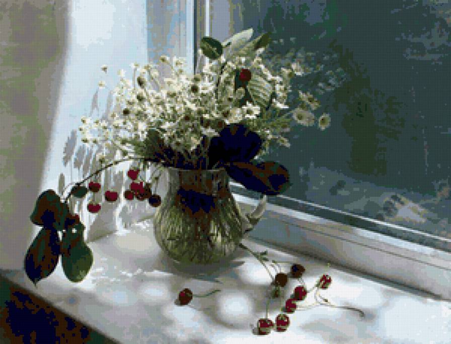 №70220 - окно, букет, цветы - предпросмотр