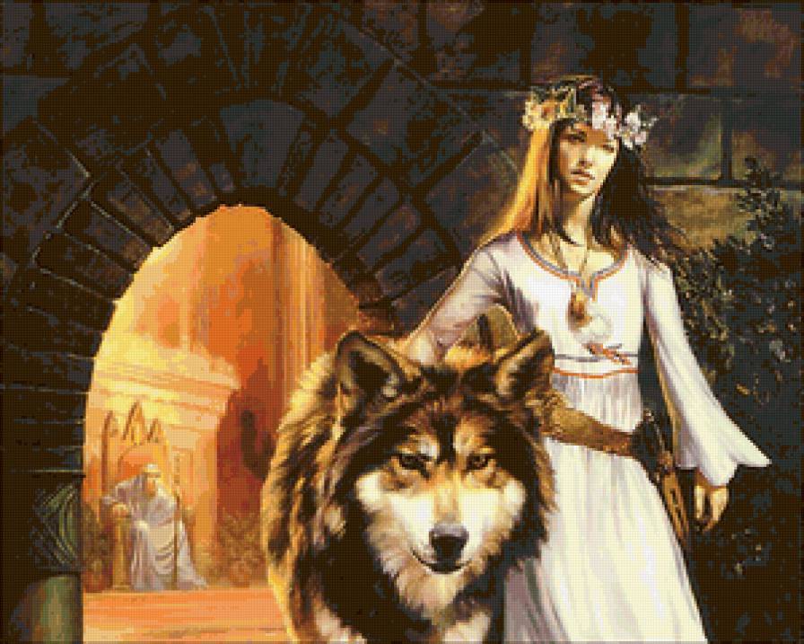 №70344 - девушка, люди, волки, пара - предпросмотр