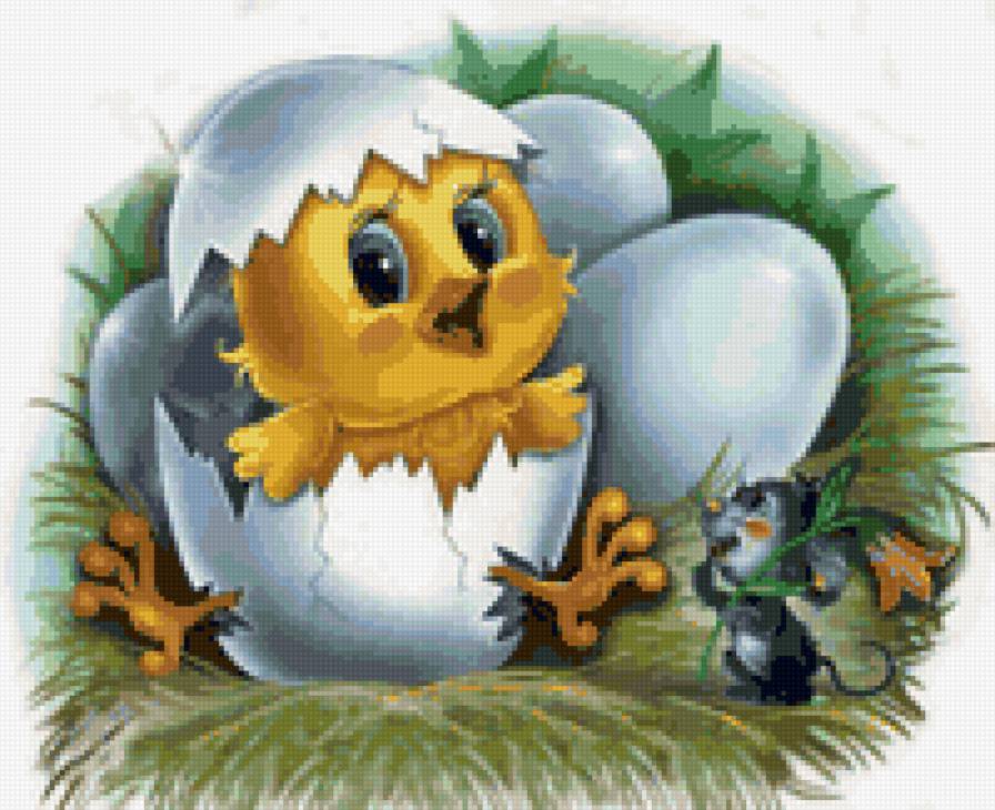 цыпленок и мышонок - детям, зверята, картинка, мультик, мультяшки - предпросмотр